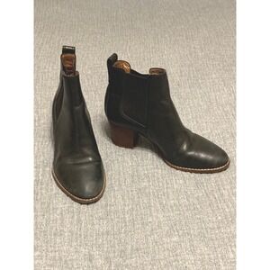 Madewell Black Leather Chelsea Ankle‎ Boots Block Heel Size 6.5 J8307